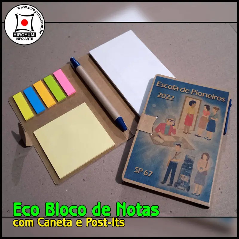 Eco bloco de notes com Post-its e Caneta
