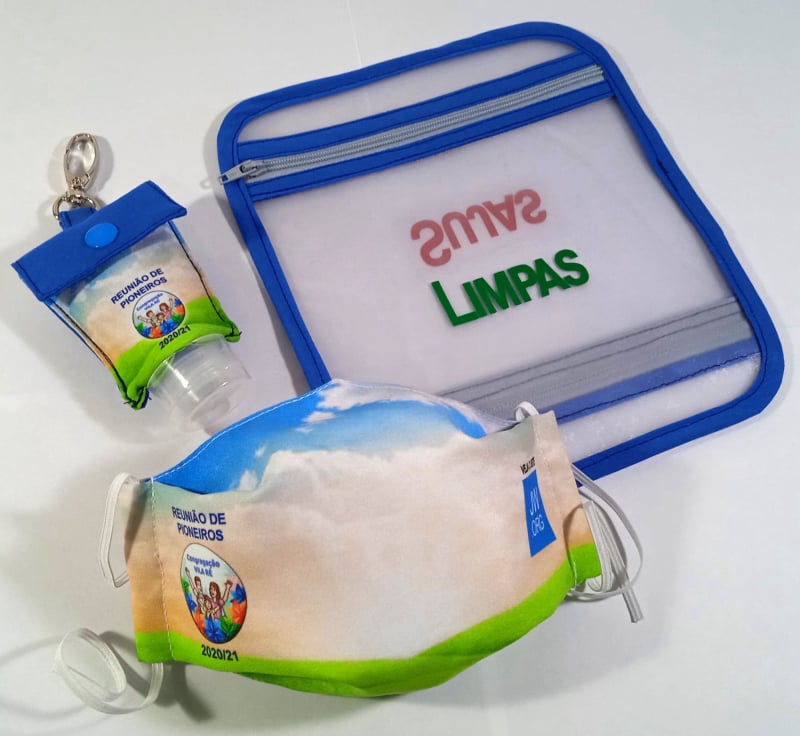 Kit Máscara + Porta Álcool Gel + Porta Máscaras