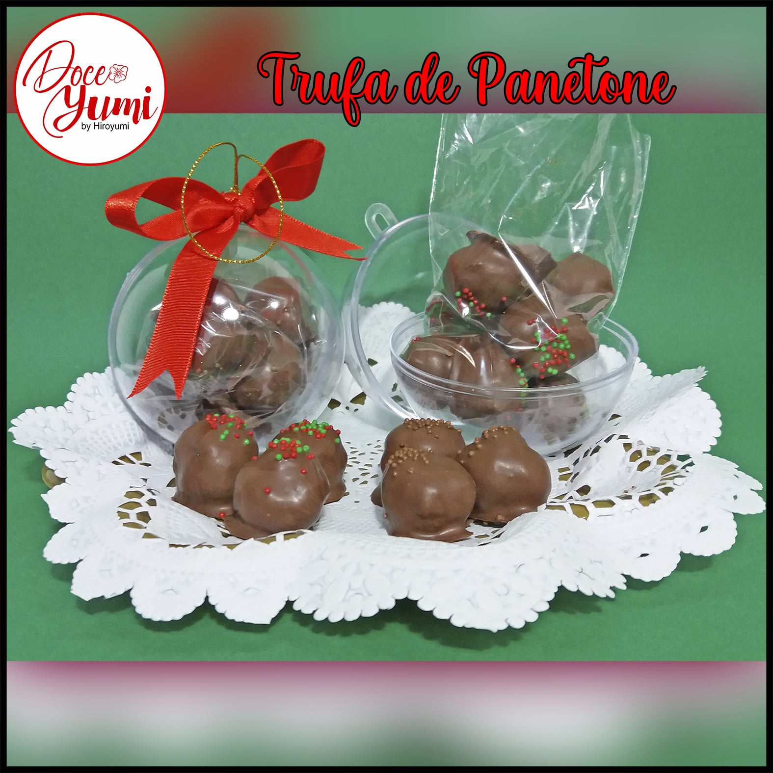 Mini Trufas de Panetone na Bolinha de Natal